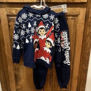 The Elf On The Shelf Jogging Suit Youth Size 7/8 Christmas Blue Red Pants Hoodie